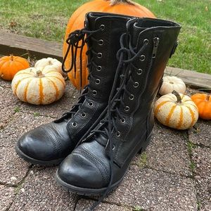 Black combat boots